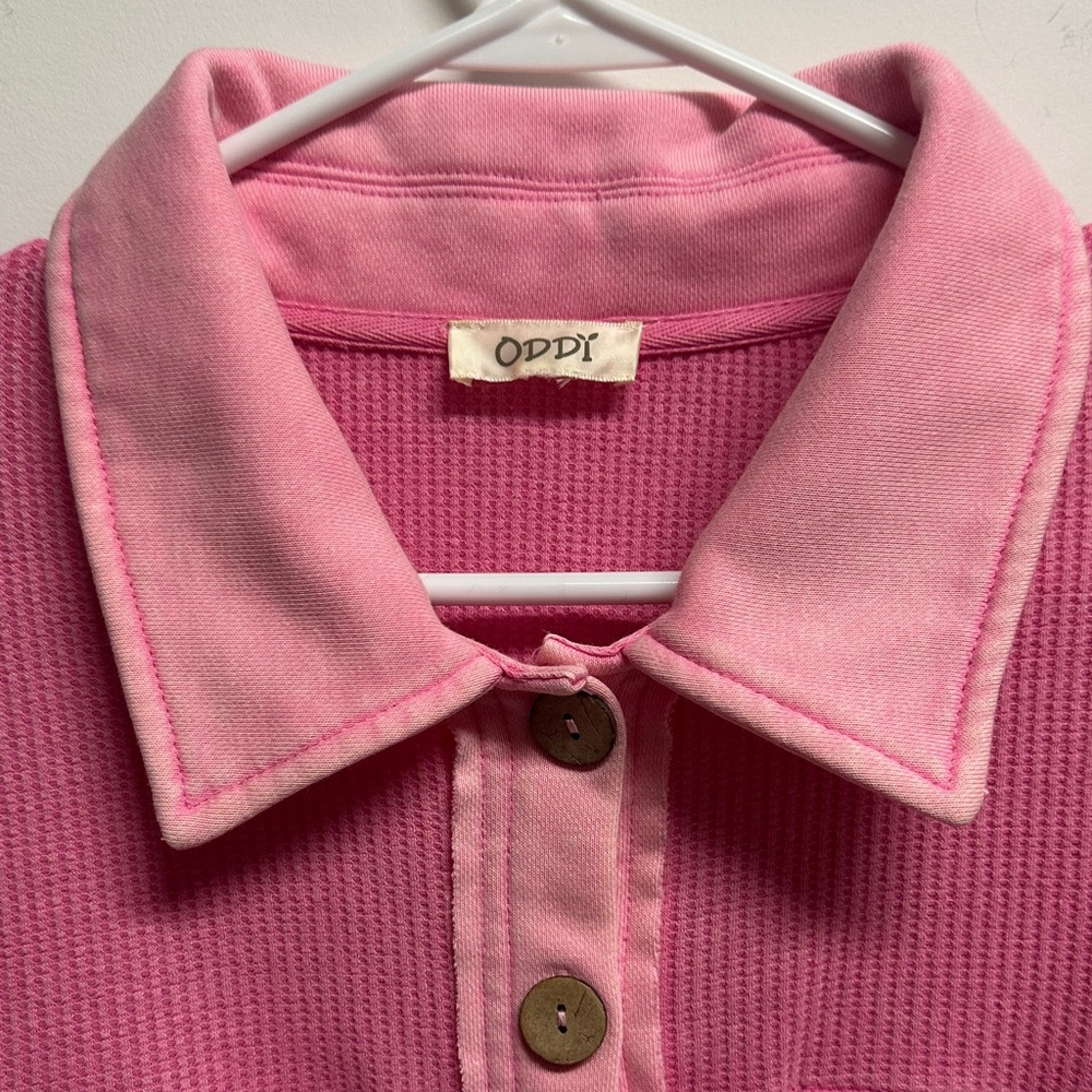 Oddy Pink Button-Down Romper - image 2